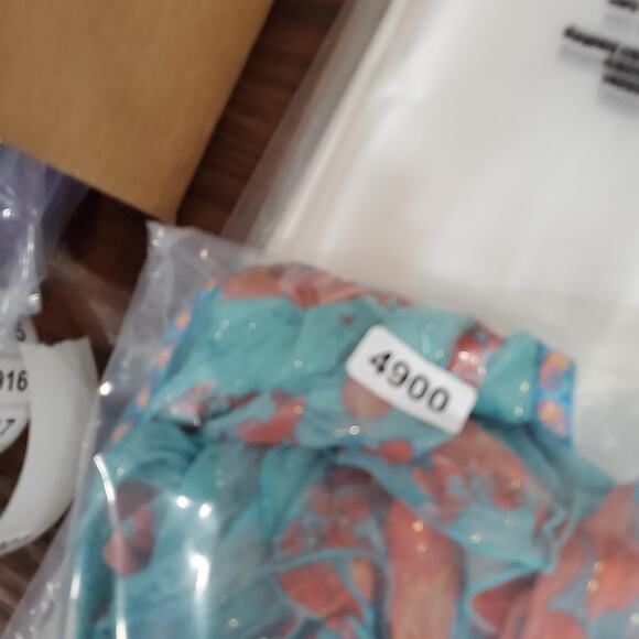 Y2K Fairy Grunge Marciano Top Women Large Turquoise Pink Sheer Flowy Metallic - Picture 9 of 9